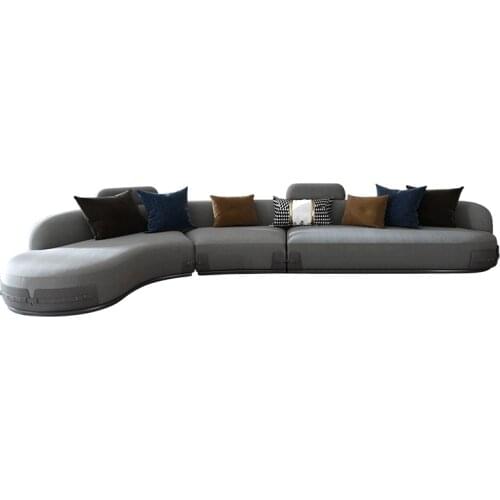 Modern simple cotton linen fabric corner sofa combination living room solid wood sofa light luxury furniture