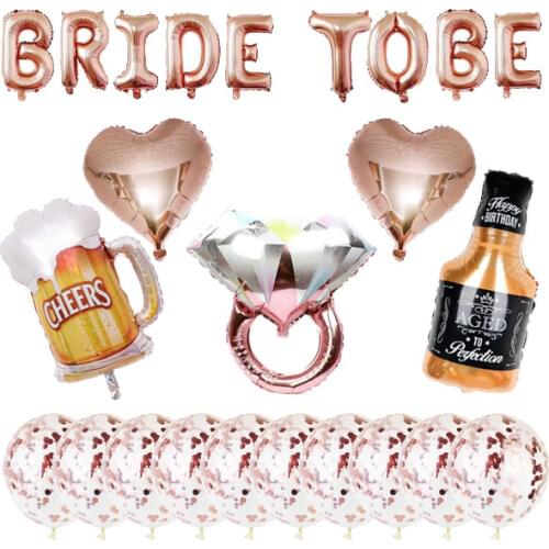 Bridal Shower Beer Cup Mylar Foil balloons Bachelorette Party Decor Hen Party Supplies,Bride to Be Rose Gold Ring Balloon Set