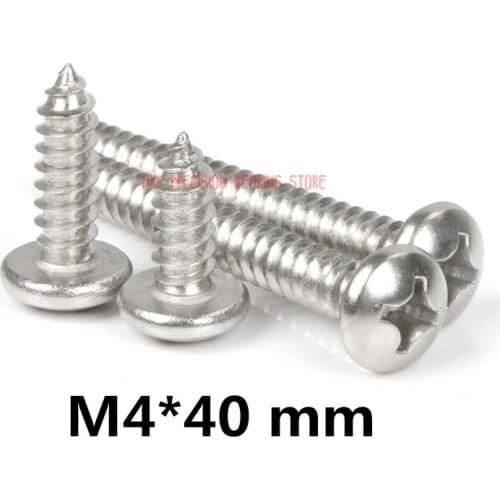 Screws For Laptops Parafusos Wood Screws 50pcs/lot Gb818 M4*40 Mm 304 Stainless Steel Phillips Cross Recessed Pan Head Screw