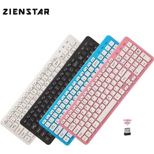 Zienstar Ultra Slim 2.4G Wireless Keyboard with USB Receiver for Macbook,Computer PC,Laptop ,TV BOX and Smart TV,English Letter