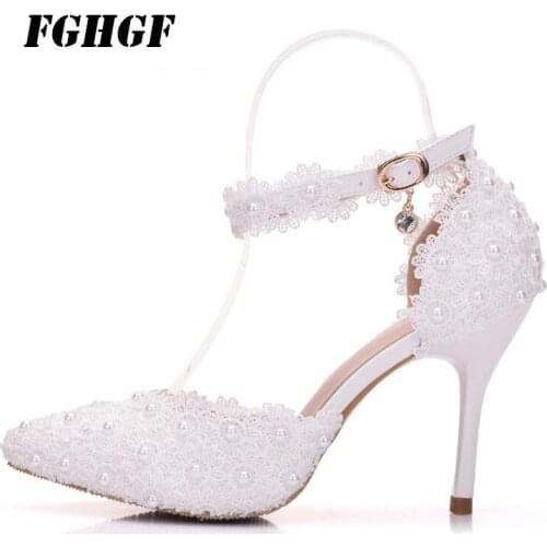 WomenS Crystal High-Heeled Shoes Wedding Party Wearable Buckle Strap Handmade Pointed Toe WomenS Crystal High-Heeled Shoes
