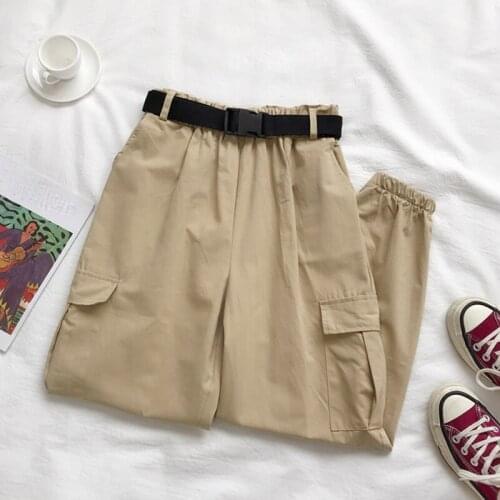 Hot Big Pockets Cargo pants women High Waist Loose Streetwear pants high quality Harem Trousers women