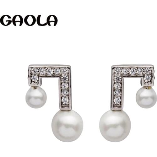 GAOLA New Accessories Vintage Jewelry AAA Cubic Zirconia Geometric Imitation Pearl Stud Earrings For Women GLE6445Y