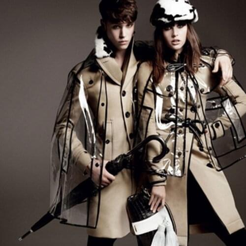 European Women Fashion Runway Girl Transparent Raincoat Rain Coat Sell Like Hot Cakes Style, PVC Waterproof Coat Rain Gear