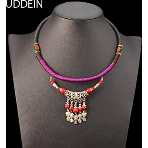 UDDEIN Bohemia Ethnic Necklace For Women Handmade Rope Chunky Chain Bib Beads Jewelry Statement Chokers Maxi Necklace & Pendant