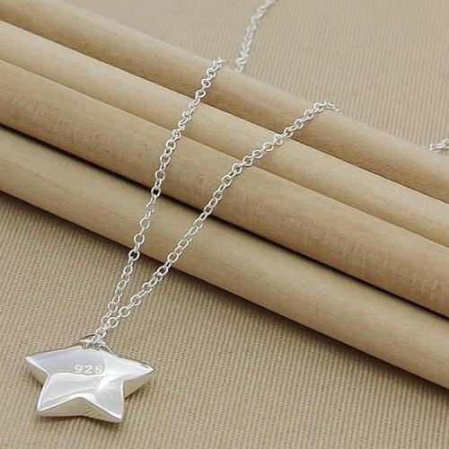 New Fashion Jewelry 925 Silver Necklace for Women Cute Sky Star Pendant Necklaces Wholesale