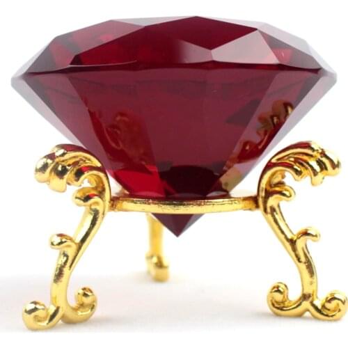 1 pcs Ruby Red Crystal Diamond Gemstone Figurines Miniatures Fengshui Home Decoration Aceessories