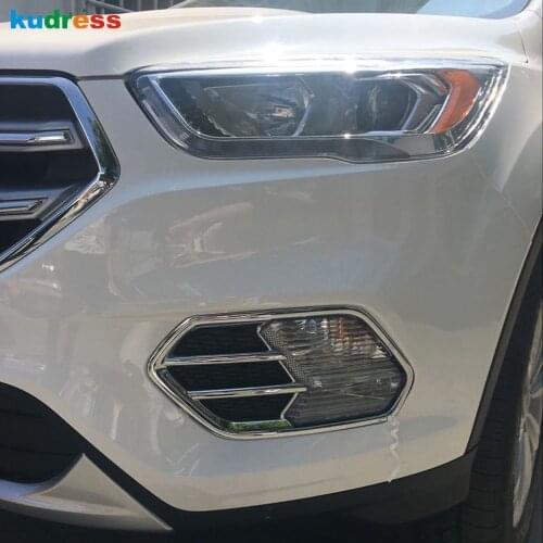 For Ford Kuga Escape 2017 2018 ABS Chrome Front Fog light Lamp Cover trim Foglamp Protector Bezel Car Styling Accessories