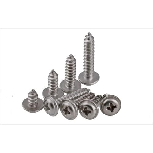 304 stainless steel Round head screws self-tapping screws with Padded M2 M2.3 M2.6 M3 M4 screws PWA screws