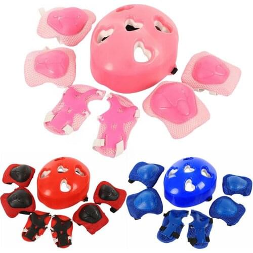7pcs/set Kids Boy Girl Safety Helmet Knee Elbow Pad Sets Children Cycling Skate Bicycle Helmet Protection Safety Guard