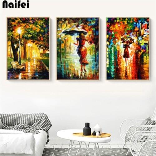 Diamond Painting Colorful Umbrella Kits Handmade Needlework DIY Diamond Embroidery european streets Mosaic Rhinestone Picture