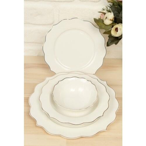 White Daisy 24 Piece Dinnerware Dinner Plates Tableware Serving Plate Soup Bowl Stamping Plates