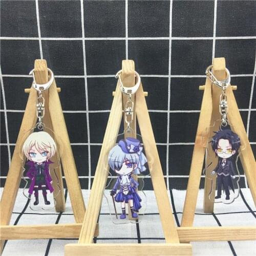 2020 Black Butler Keychain Double Sided Key Chain Acrylic Pendant Anime Accessories Cartoon Key Ring