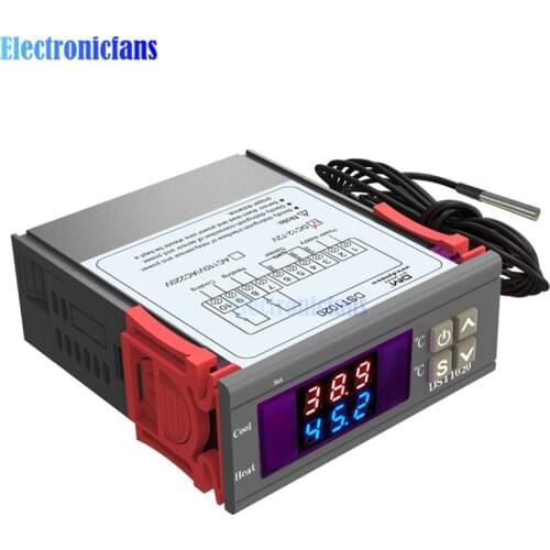 DST1000 /1020 Digital Thermostat LED Display Temperature Controller Sensor DC 12-72V / AC 110V 220V Temp Incubator dual mode