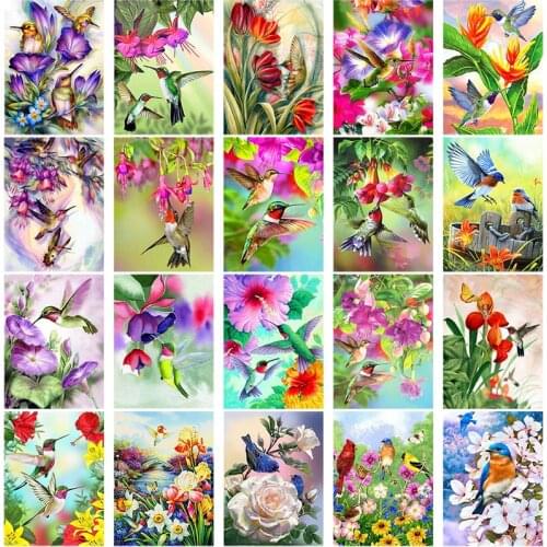 DIY 5D Diamond Painting Bird Diamond Embroidery Cross Stitch Picture of Rhinestone Full Round Mosaic Landscape Flower Home Decor