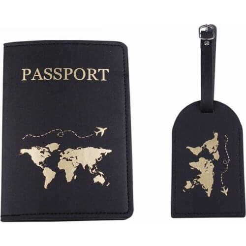 Hot Stamping Travel Passport Cover& Luggage Tag Card Case Women Men Travel Credit Card Holder Travel ID&Document Passport Holder