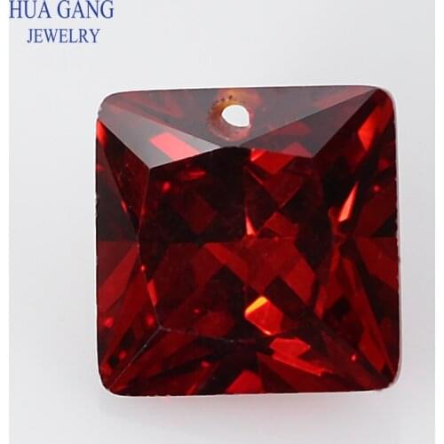Single Hole AAAAA Square Shape Garnet Cubic Zirconia Stone For Jewelry Making 4x4~12x12mm High Quality CZ Stones