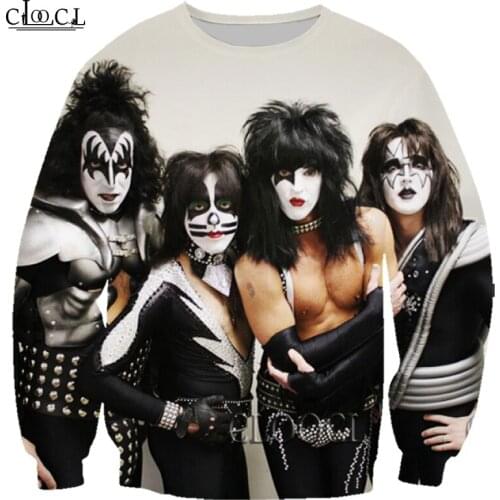 HX Drop Shipping Metal KISS Rock Band 3D Print Men Women Sweatshirts Fashion Hip Hop Streetwear Unisex Casual Harajuku Wild Tops