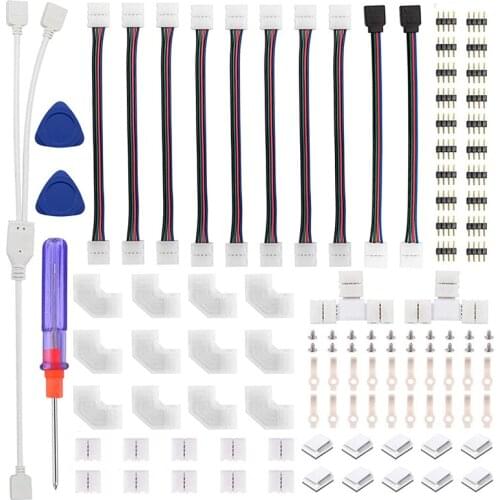 LED Light Bar Connector Kit, 4-Pin LED Connector, LED Light Bar Connector DIY Accessories for 5050 4-Pin RGB LED Light