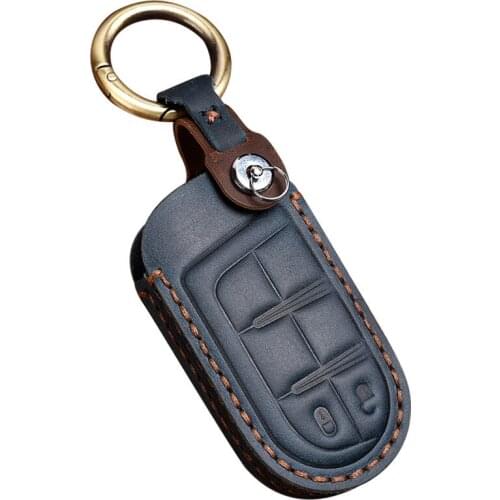 Leather Key Case Cover Key case For Dodge Journey Charger for Jeep Renegade Grand Cherokee for Chrysler 200 300