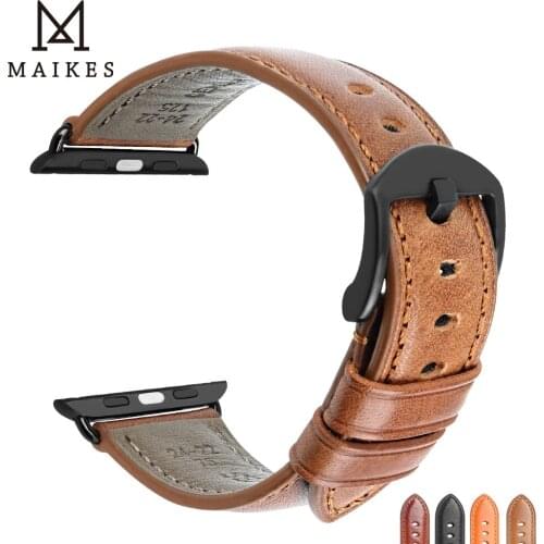 MAIKES For Apple Watch Band 44mm 40mm iWatch Series 4 3 2 1 Apple Watch Band 42mm 38mm leather loop Watch Accessories Bracelet