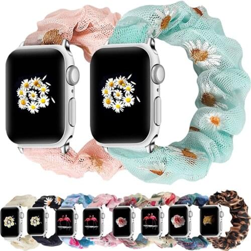 Summer Scrunchie Elastic watch band for apple watch 38mm 42mm Women bracelet 40mm 44mm wrist strap for iwatch 5 4 3 2 1