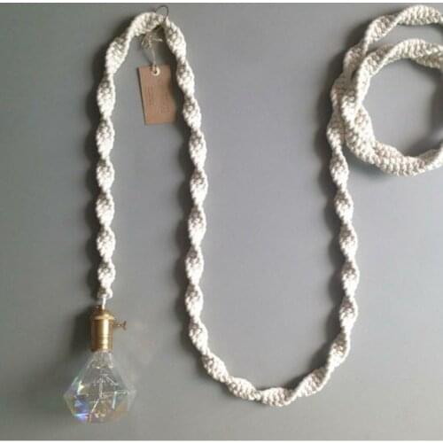 Macrame Hand-woven Rope Small Hanging Lamp Chandelier Bedside Lamp Boho Decoration Home Decor