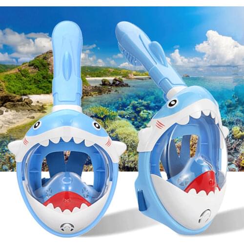 Childrens Anti Fog 180 View Full Face Snorkeling Mask Boys Girls Cartoon Underwater Scuba Diving Mask Kids Swimming Equipment