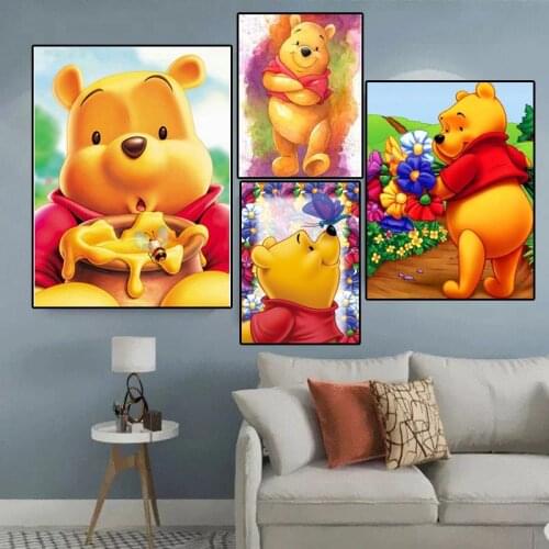 Cartoon Winnie The Pooh Disney Canvas Art Wall Painting Animation Portrait Watercolor Posters Pictures Kids Room Decor Cuadros