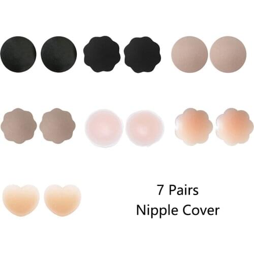 7 Pairs Reusable Nipple Cover Self Adhesive Silicone Breast Nipple Covers Invisible Bra Pad Stickers On Nipples