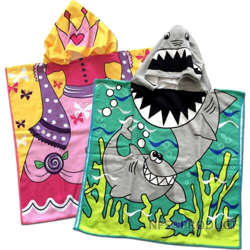 Hooded Bath Towel Baby Poncho Shark Mermaid Princess Diver Golden Digger 6 Design Quick Dry Microfiber Travel Sport Beach Towels