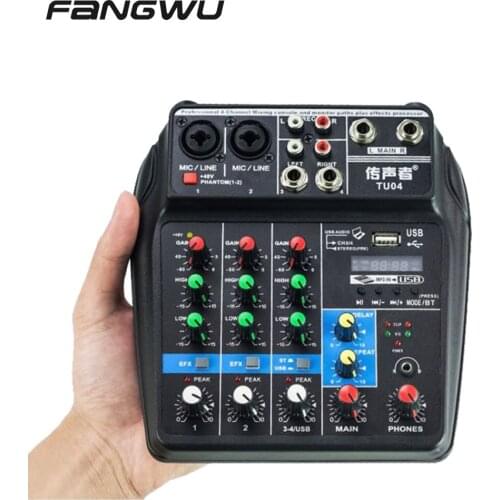 Factory Direct Sale 4 Channel Usb Mixing Console Audio Sound Mixer With Effects