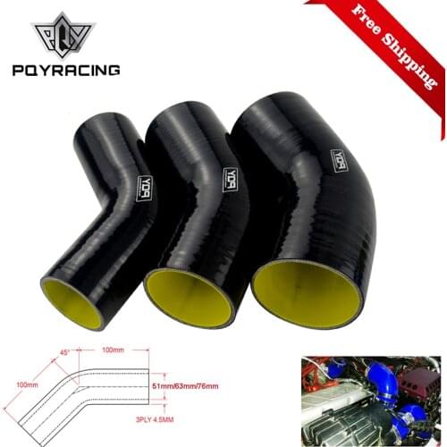 Blue / Black & Yellow 2.0" 2.5" 3" 51mm 63mm 76mm 45 Degree Elbow Silicone Hose Pipe Intercooler Turbo Intake Pipe Coupler Hose