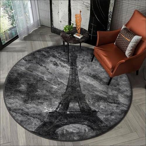 Mordern grey living room carpet kitchen round carpet room carpet Paris Eiffel Tower anti allergic high quality Free Shipping
