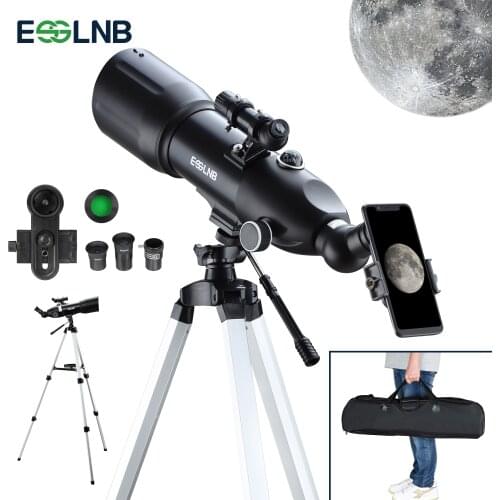 80mm Large Lens Telescope with Adjustable Tripod Portable Storage Bag Mobile Holder 133X Erect Image Monocular Beginner Kid Gift