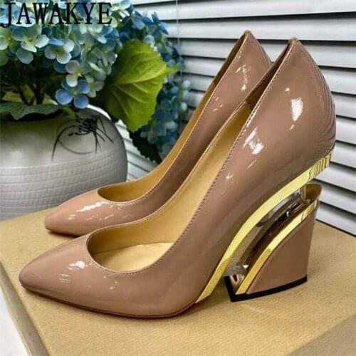 Sexy Wedges Heel Shoes Woman Pointy toe Slim High Heel Luxury Brand Leather Shoes 2021 New Fashion Week Dress Party Shoes mujer