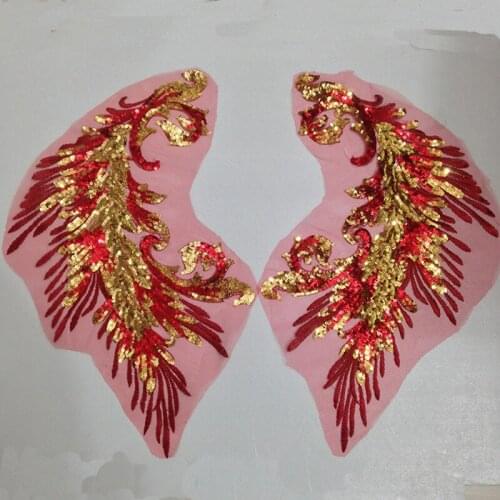Sequin Embroidery Non-adhesive Peacock Feather Cloth Stickers Wedding Stage Phoenix Tail Pattern Cloth Stickers Accessories