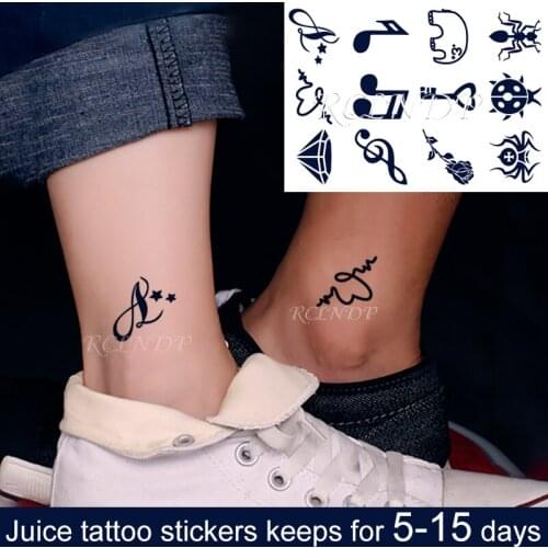 Waterproof Temporary Juice Tattoo Sticker Elephant Insect Rose Diamond Music Symbol Flash Tatoo Fake Tatto Art for Men Women