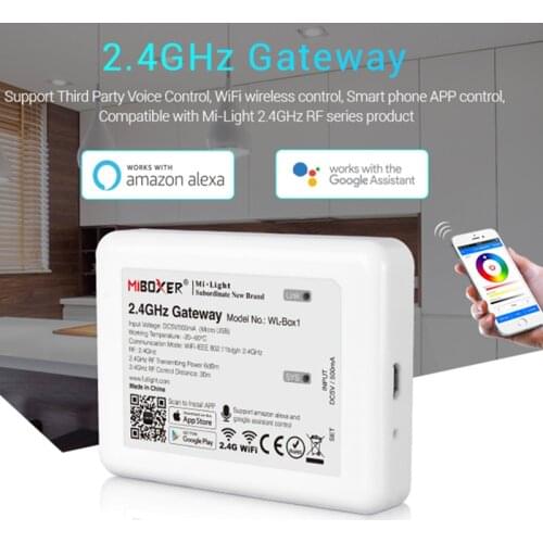 WL-Box1 LED WIFI Controller Voice APP control amazon alexa Google 2.4G Wireless WiFi rgb Controller For Mi Light LED Light