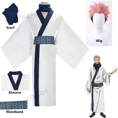 Jujutsu Kaisen Ryomen Sukuna Cosplay Costume Japanese Kimono Fancy Suit Outfits Halloween Carnival Uniforms Anime Costume Wigs