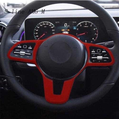Suede Car Wrapping ABS Steering Wheel Buttons Cover Stickers Trim for Mercedes Benz A C E Class GLB GLC GLE W205 W167 W177 W213