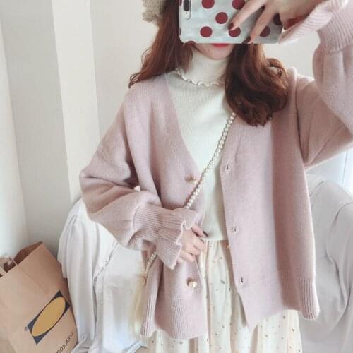 Casual Jackets Ladies Fashion Butterfly Sleeve Solid Coat Female V-Neck Sweet Knitted Short Style Single Breasted Jackets