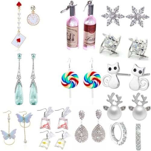 Gold Asymmetrical Earrings Red Peach Earrings Alice In Wonderland Dangle Earrings Poker Card Womens Earring Fashion Jewelry