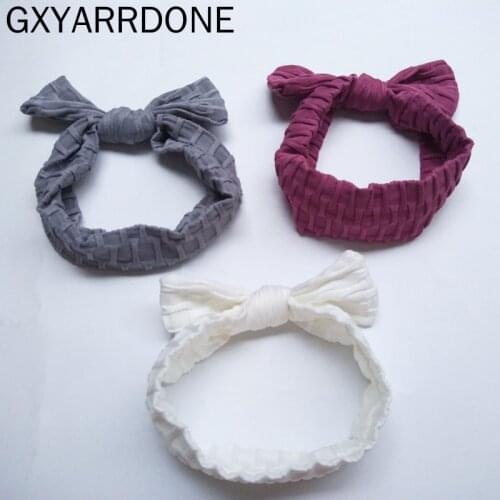 10pcs/lot Newborn Kids Solid Cotton Bows Ribbed Headbands Knotted Hair Bow Headband Baby Turban for Girls Hair Accessories