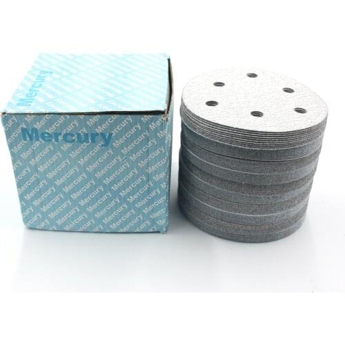 10pcs 100pcs 6 inch 6-HOLE white sand paper polishing pad self-adhesive loop backing polishing disc for angle grinder