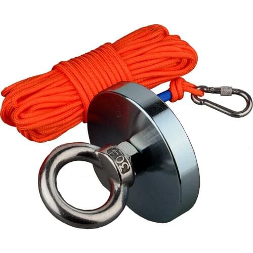 200KG 300KG Super powerful Neodymium Fishing Magnet Set 15M Rope Ring Magnet Permanent Magnetic Mounting Hold Lift M10 hole