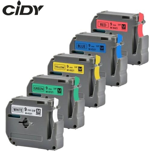 5 COLOR MK221 M-K221 MK-221 9MM thermal label tape ribbon for Brother P-touch Labeler PT-80 PT-90 PT-70 PT-65