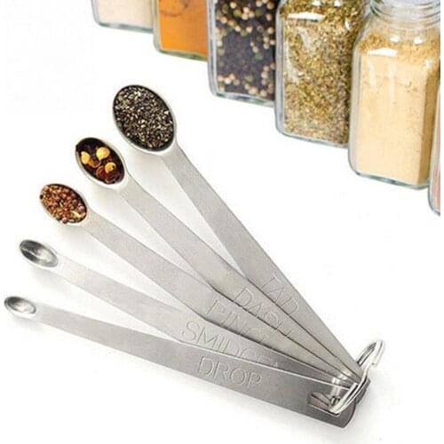 5PCS/Set Stainless Steel Measuring Spoons Cup baking Mini Spoon Size set Kitchen Tools Coffee utensils Baking O7B9