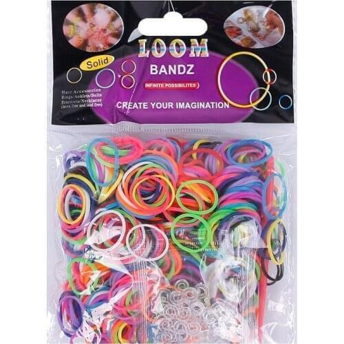 600pcs/bag Rubber Band Different Colors Rubber Elastic loom bands bracelet 24 Clips 1 Hook DIY Multicolour Bracelets For Women