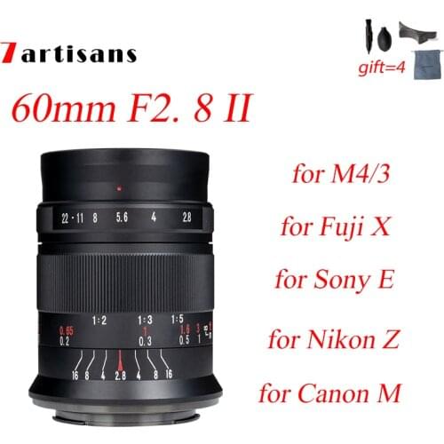 7artisans 60mm F2. 8 II 1:1 Magnification Macro Lens MF for Nikon Z Sony E Fujifilm Fuji X Canon M EF-M Olympus Panasonic M4/3